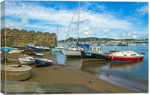 The River Conwy with Moored Boats North Wales Canvas Print by Nick Jenkins