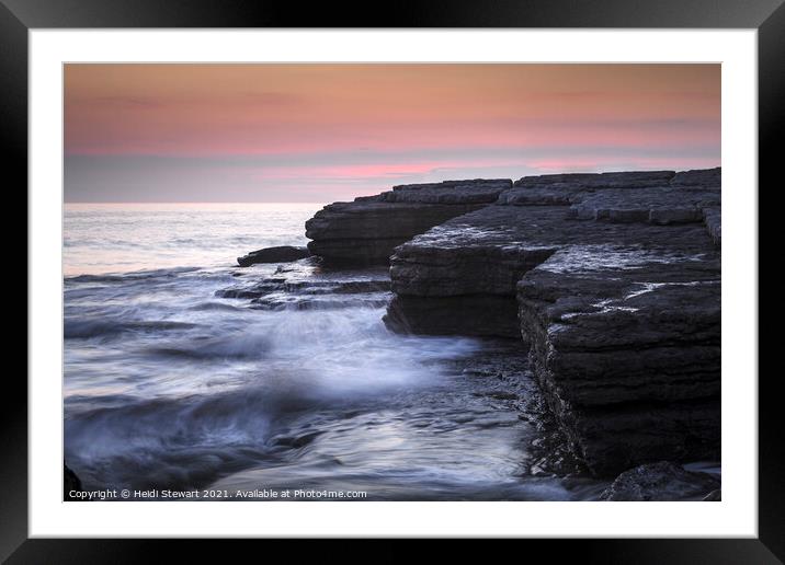 Dunraven Bay Sunset Glamorgan Heritage Coast south Wales Framed Mounted Print by Heidi Stewart