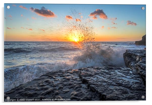 Dunraven Bay Sunset Glamorgan Heritage Coast south Wales Acrylic by Heidi Stewart