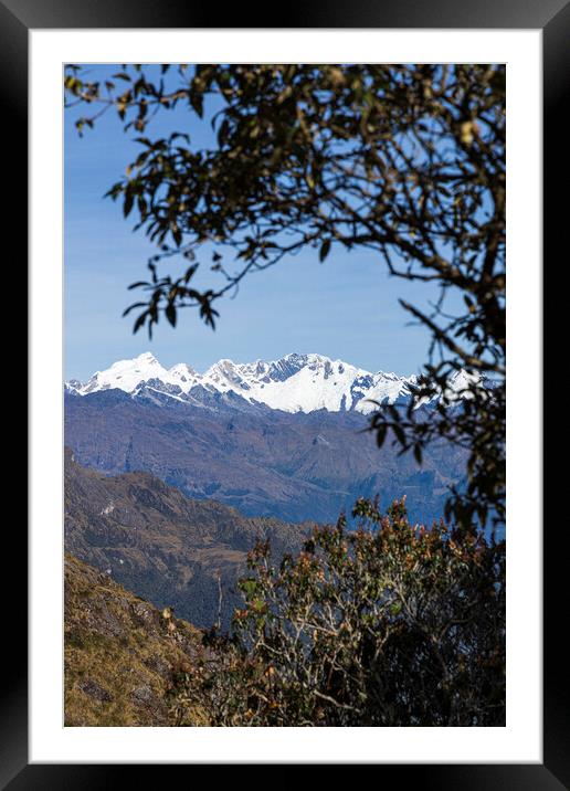 Snowcapped peaks in the Andes, Peru Framed Mounted Print by Phil Crean