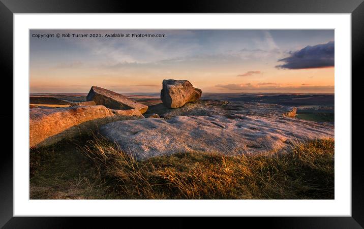 Evening on Stanage Edge. Framed Mounted Print by Rob Turner