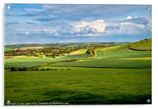 A view Of The Thames Valley Acrylic by Ian Lewis