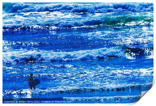 Colorful Surfer Waves Canon Beach Oregon Print by William Perry