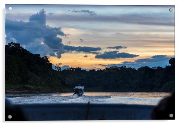 Boat on the Tambopata river, Peru Acrylic by Phil Crean