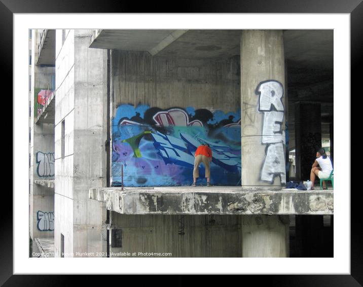Bangkok Graffiti Artist  Framed Mounted Print by Kevin Plunkett