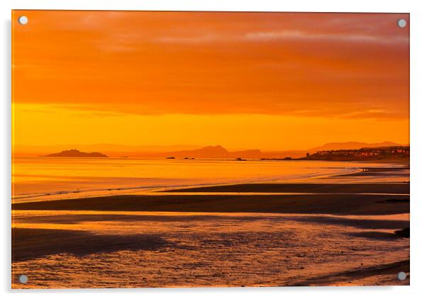 Sunrise over Kirkcaldy Beach Acrylic by Andrew Beveridge