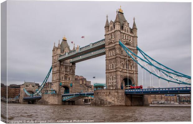 Tower bridge London on the river thames  Canvas Print by Holly Burgess