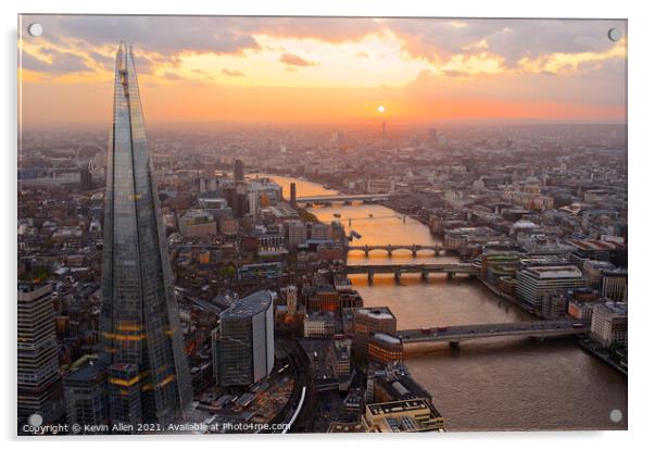 London  Sunset over the Thames Acrylic by Kevin Allen