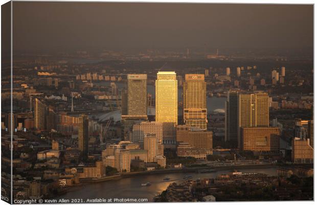 Canary Wharf in Golden Light Canvas Print by Kevin Allen