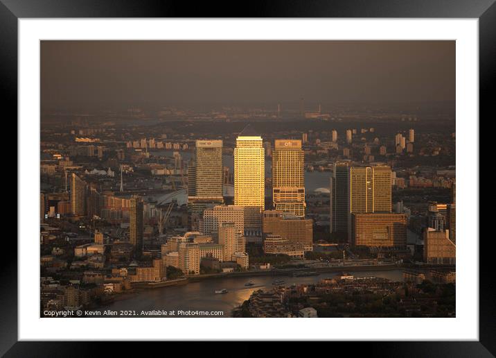 Canary Wharf in Golden Light Framed Mounted Print by Kevin Allen