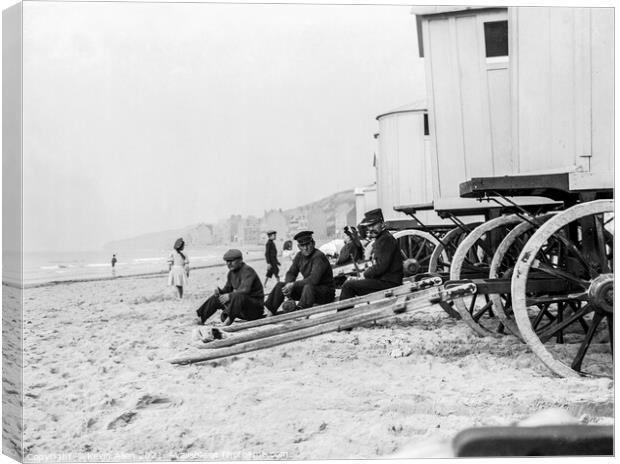 Bathing Machines, ,from original vintage negative Canvas Print by Kevin Allen