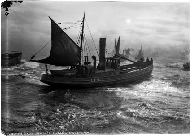 Fishing Drifter 1900's in the North Sea, ,from ori Canvas Print by Kevin Allen