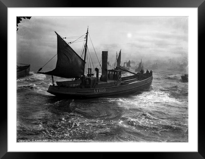 Fishing Drifter 1900's in the North Sea, ,from ori Framed Mounted Print by Kevin Allen