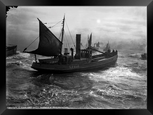 Fishing Drifter 1900's in the North Sea, ,from ori Framed Print by Kevin Allen