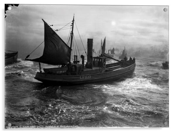 Fishing Drifter 1900's in the North Sea, ,from ori Acrylic by Kevin Allen