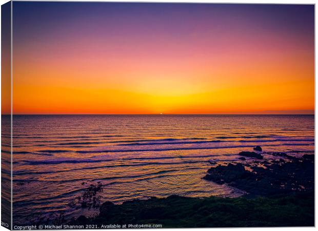 Beach Sunset in Cornwall Canvas Print by Michael Shannon