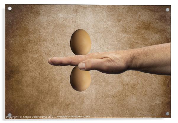 two eggs on the hand Acrylic by Sergio Delle Vedove