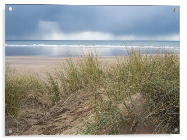 Moody sky at Saunton Beach Acrylic by Tony Twyman