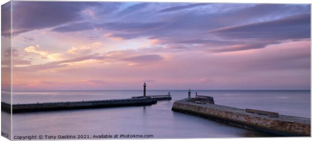 Whitby Harbour Mouth Canvas Print by Tony Gaskins