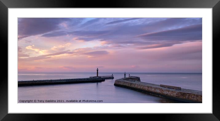Whitby Harbour Mouth Framed Mounted Print by Tony Gaskins