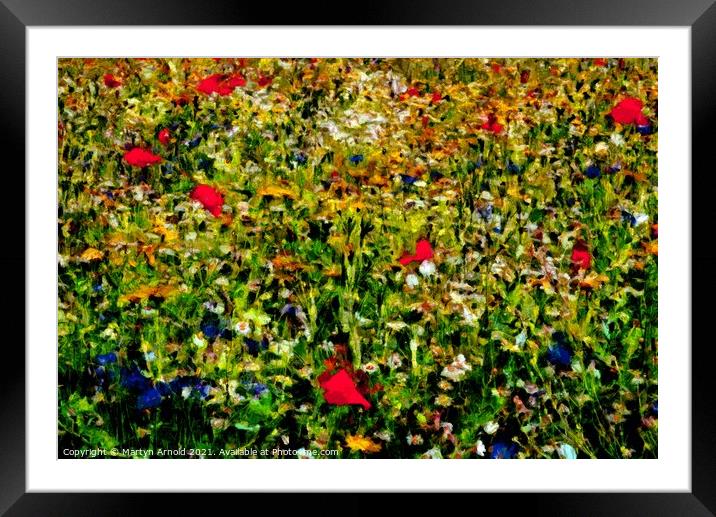 Spring flower meadow Co. Durham - photo based digital art Framed Mounted Print by Martyn Arnold