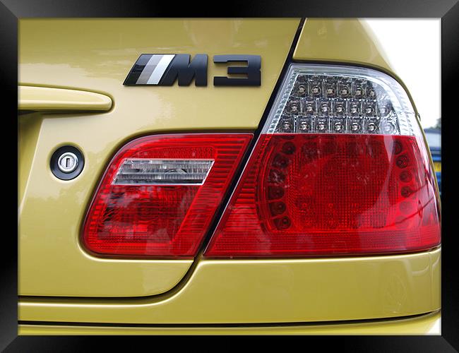 Gold BMW rear light Framed Print by Allan Briggs