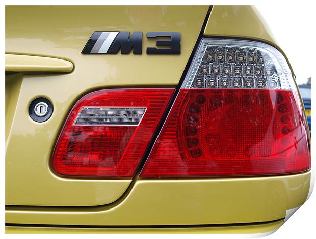 Gold BMW rear light Print by Allan Briggs