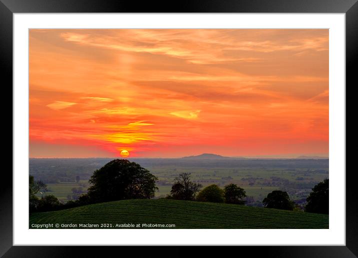 Sunset over Glastonbury from Glastonbury Tor Framed Mounted Print by Gordon Maclaren