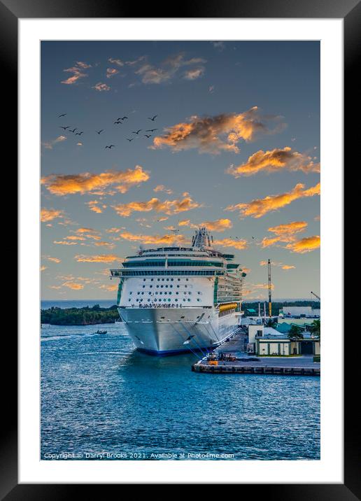 Cruise Ship Tied to Dock Framed Mounted Print by Darryl Brooks