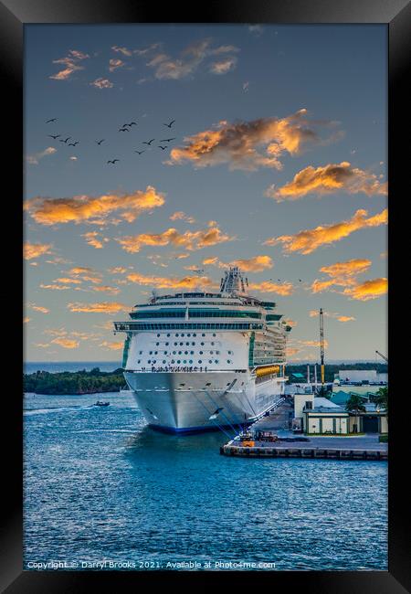 Cruise Ship Tied to Dock Framed Print by Darryl Brooks