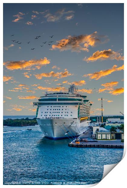 Cruise Ship Tied to Dock Print by Darryl Brooks