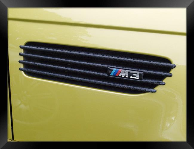 Gold BMW side air vent trim Framed Print by Allan Briggs