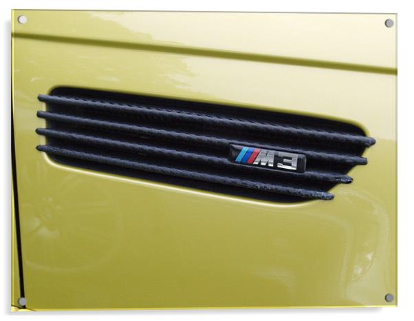 Gold BMW side air vent trim Acrylic by Allan Briggs