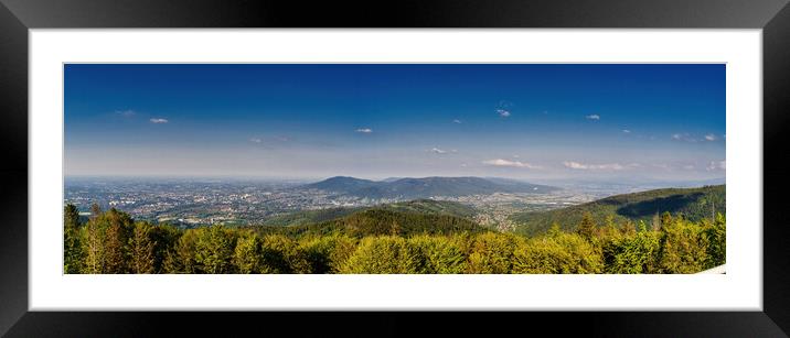 Bielsko Biala, South Poland: Wide angle from up above panoramic  Framed Mounted Print by Arpan Bhatia