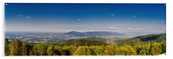 Bielsko Biala, South Poland: Wide angle from up above panoramic  Acrylic by Arpan Bhatia