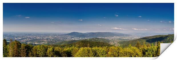 Bielsko Biala, South Poland: Wide angle from up above panoramic  Print by Arpan Bhatia