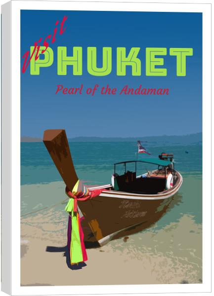 Long tail boat on Koh Naka island, Phuket, Thailand Canvas Print by Kevin Hellon