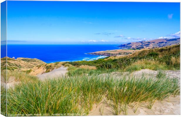 The sand dunes at Sandfly Bay Canvas Print by Kevin Hellon