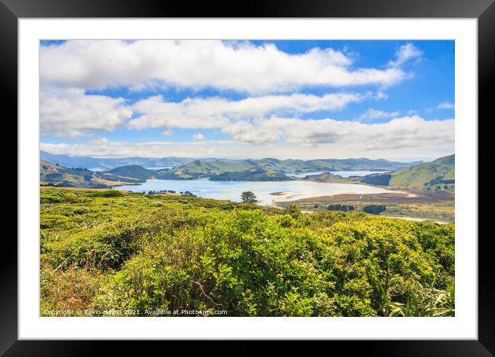 View of the Otago Peninsular Framed Mounted Print by Kevin Hellon