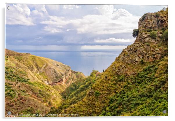 Rocky landscape above Taormina Acrylic by Laszlo Konya