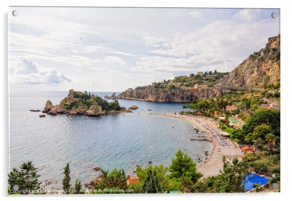 Isola Bella Beach - Taormina Acrylic by Laszlo Konya