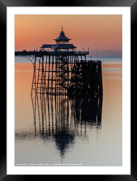 Clevedon Pier with reflection Framed Mounted Print by Rory Hailes