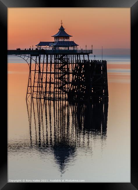 Clevedon Pier with reflection Framed Print by Rory Hailes