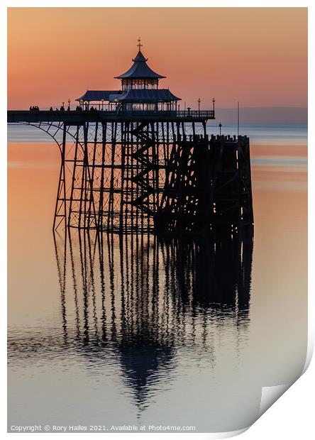 Clevedon Pier with reflection Print by Rory Hailes