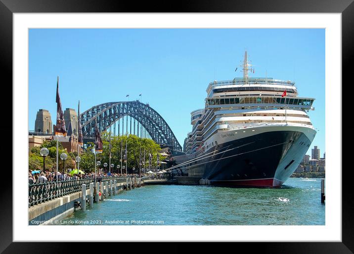 Queen Victoria Cruise & Harbour Bridge - Sydney Framed Mounted Print by Laszlo Konya