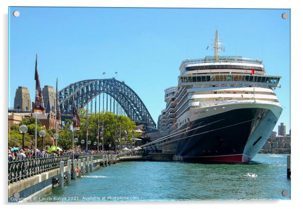 Queen Victoria Cruise & Harbour Bridge - Sydney Acrylic by Laszlo Konya