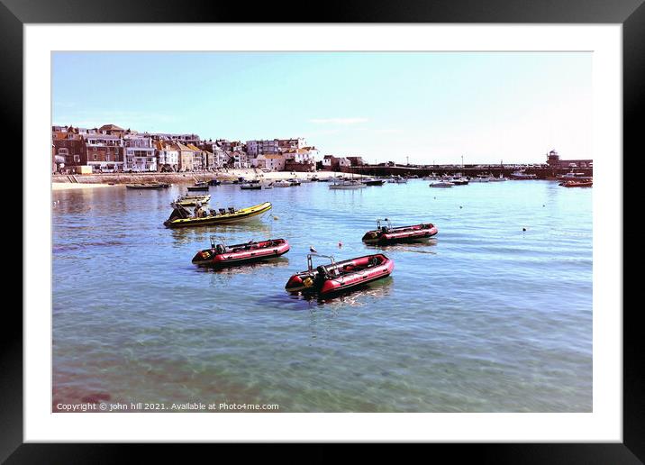 St. Ives harbor in Cornwall, UK. Framed Mounted Print by john hill