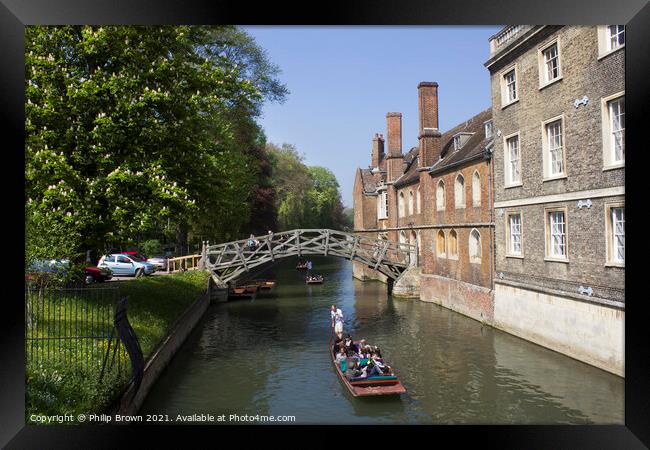 Punting in Cambridge,  Framed Print by Philip Brown