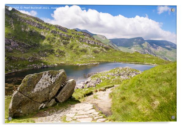 Path to Llyn Bochlwyd Snowdonia Acrylic by Pearl Bucknall