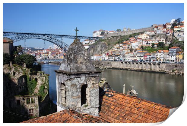 Porto and Gaia Cityscape in Portugal Print by Artur Bogacki